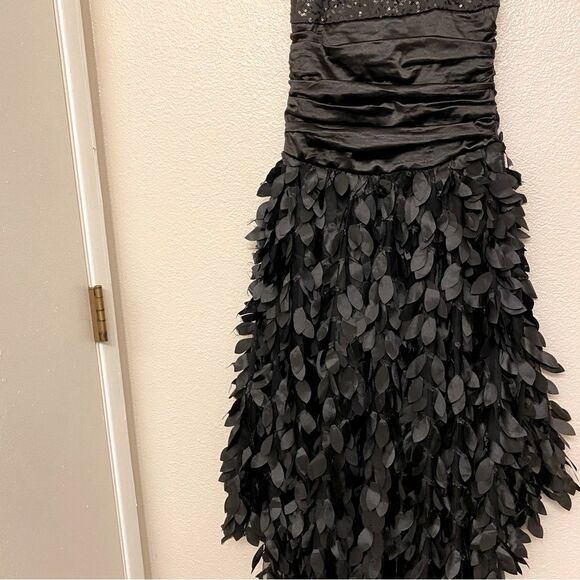 Weissman dance costume 6787 That Man black Feather Leaf High Low dress adult MC - Picture 6 of 15